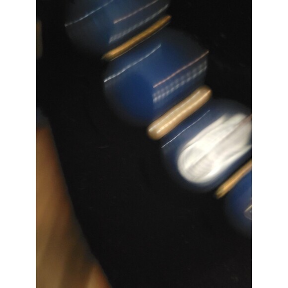 Avon NRT Vintage Navy Blue Chunky Bead Lucite plastic Necklace Retro 80s - Picture 5 of 11